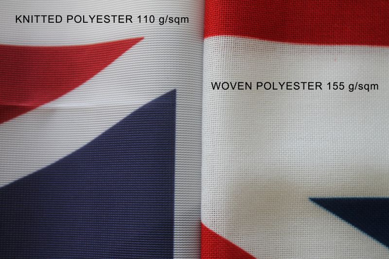 knitted polyester vs woven polyester flag fabric printed flags
